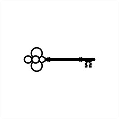 Vintage Skeleton Key Silhouette Old Classic Antique Door Key Logo Design