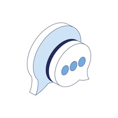 Chat bubble support. Vector 3d line isometric, color web icons set, new flat style. Creative illustration, idea for infographics.