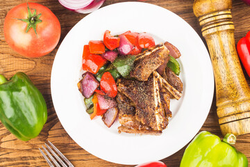 A plate of fresh fried beef ribs