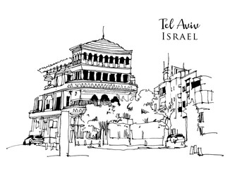 Drawing sketch illustration of Tel Aviv