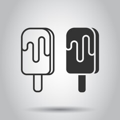Ice cream icon in flat style. Sundae vector illustration on white isolated background. Sorbet dessert business concept.