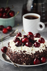 A traditional German chocolate and cherry cake Schwarzwald	