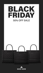 Stories template shopping bag for black friday.