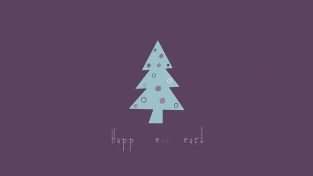 christmas videocard with beautiful tree and greetings, new year congradulations, cute animation