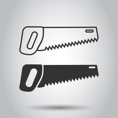 Saw blade icon in flat style. Working tools vector illustration on white isolated background. Hammer business concept.