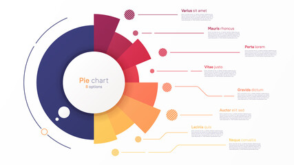 Vector circle chart design, modern template for creating infographics, presentations, reports, visualizations