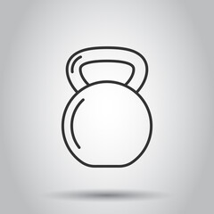 Kettlebell icon in flat style. Barbell sport equipment vector illustration on white isolated background. Dumbbell business concept.