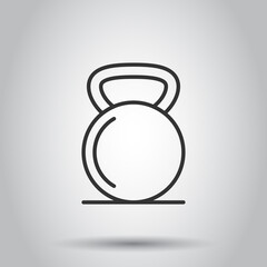 Kettlebell icon in flat style. Barbell sport equipment vector illustration on white isolated background. Dumbbell business concept.