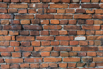 Background of old red exposed brickwork