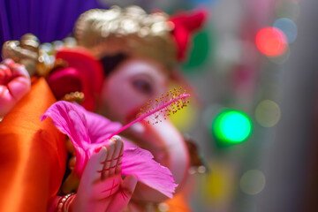 Ganesha Idol giving blessings to people