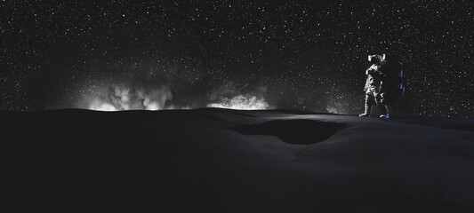 Astronaut doing space walk on Moon. © Photocreo Bednarek