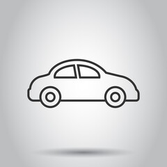 Car icon in flat style. Automobile vehicle vector illustration on white isolated background. Sedan business concept.