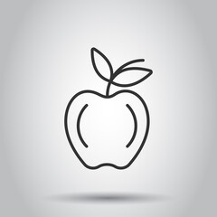 Apple icon in flat style. Fresh fruit vector illustration on white isolated background. Juicy food business concept.