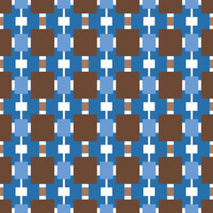 Vector seamless pattern texture background with geometric shapes, colored in brown, blue, white colors.
