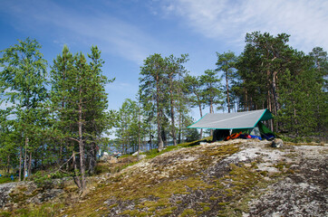 View from Zayachiy Island on the Upper Pulongskoye Lake in Karelia (Russia)