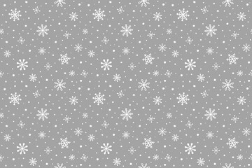 Background with hand drawn snowflakes. Seamless pattern. Vector