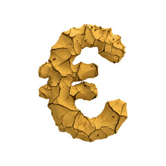 Soil clay euro currency sign  - 3d Business cracked ground symbol - Suitable for Nature, dryness or global warming related subjects