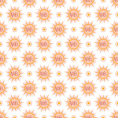 Geometric christmas star and noel seamless pattern in bohemian style. Winter holidays rustic decor. Modern vector illustration for fabric, cards, home decor and print design.