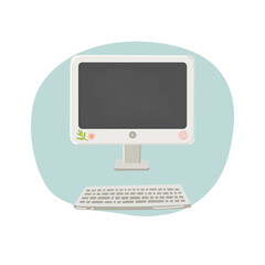 Computer monitor and keyboard vector illustration