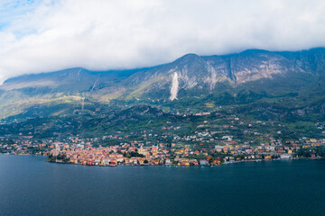 Fototapeta na wymiar Malcesine aerial panoramic view, Italy