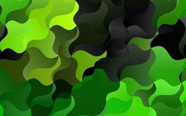 Light Green vector pattern with lines, ovals.