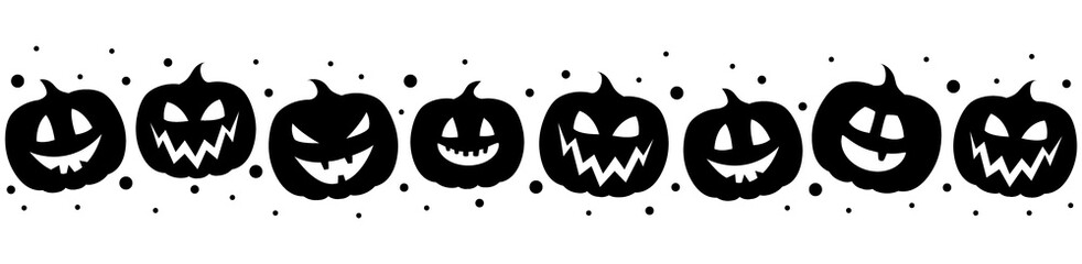 Halloween banner with craved pumpkins. Vector