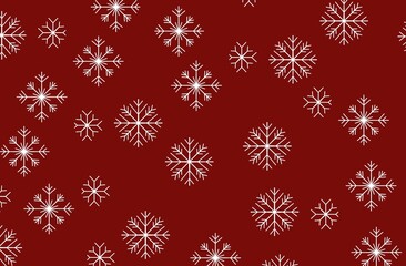 Christmas snowflakes pattern on red color 