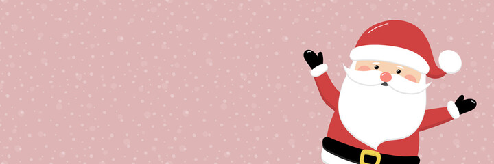 Santa Claus on empty background with snowflakes. Christmas banner. Vector