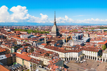 Fototapeta na wymiar Turin aerial panoramic view, Italy