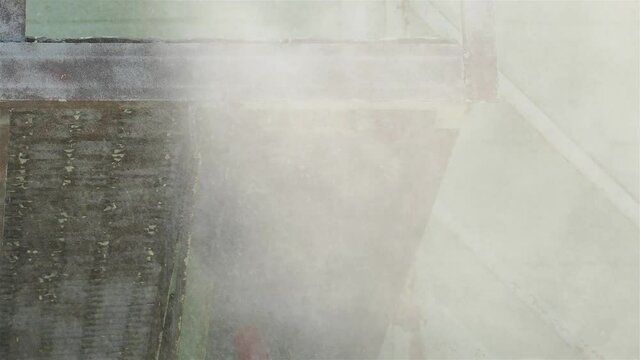 Close up from doing paint removing with sandblasting