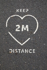 Keep 2 meters distance sign