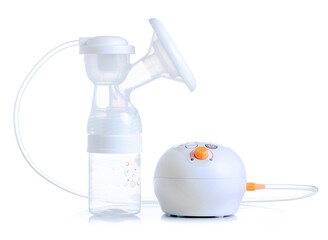 Electric breast pump on white background isolation
