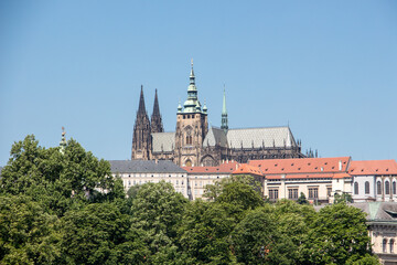 Fototapeta premium Prague castle sunny panorama view old town
