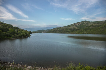 Ismailli Gara Maryam lake Azerbaijan outdoor. Early summer time.