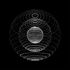 Abstract 3d sphere. Sphere particles. Global network connection. Futuristic technology style. Big data visualization.  illustration.