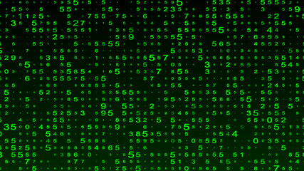 Digital background green matrix. Matrix background. Binary computer code. Hacker coding concept. 3D rendering.