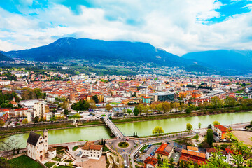 Obraz premium Trento aerial panoramic view.