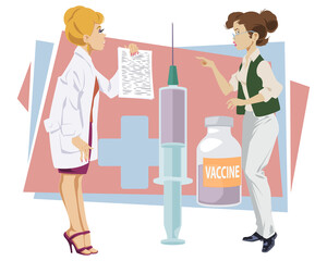 Doctor suggests vaccination to patient.