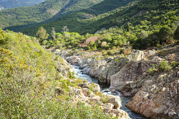 Fototapeta na wymiar Le Fango (Fangu en corse) est un petit fleuve côtier français de l'île de Corse.
