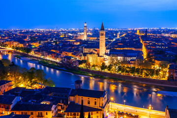 Fototapeta na wymiar Verona aerial panoramic view, Italy