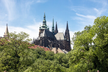 Fototapeta premium Prague castle sunny panorama view old town