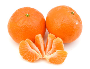 Orange mandarin or tangerine fruit isolated on white background