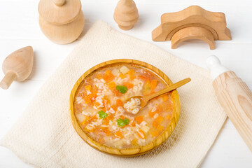 soup for children and children's toys, eco food for children