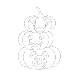 Fototapeta premium Halloween funny monochrome pumpkin emoji. Cartoons art design element object isolated stock vector illustration for coloring page, for web, for print
