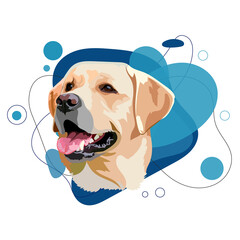 Dog breed Labrador Retriever. Portrait. Vector illustration on a blue gradient won. Trend of the Year