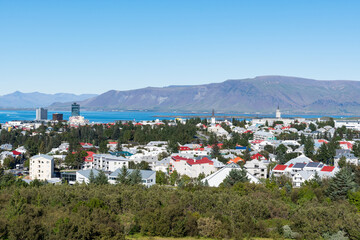 View over city of Reykjavik in Iceland