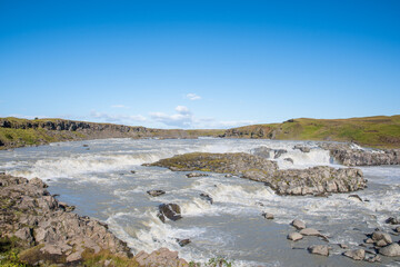 Urridafoss waterfall in river Thjorsa in south Iceland