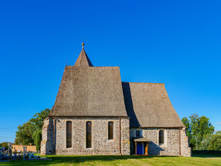 Fototapeta na wymiar Old medieval brick church in Lower Silesia, Poland