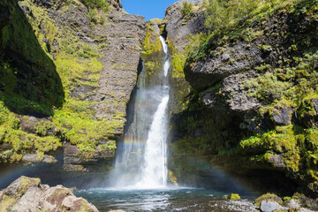 Gluggafoss waterfall in Fljotshlid in south Iceland
