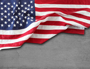 American flag on concrete